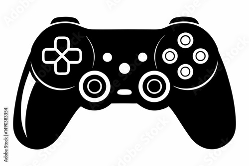 game pad silhouette line art vector illustration with a white background