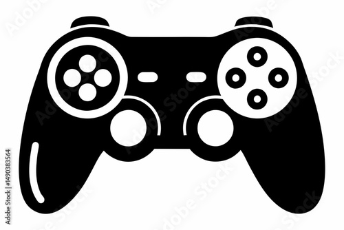 game pad silhouette line art vector illustration with a white background
