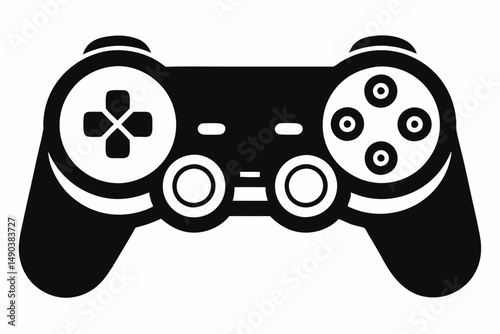 game pad silhouette line art vector illustration with a white background