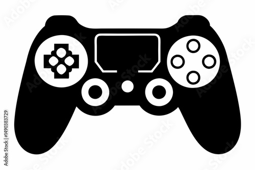 game pad silhouette line art vector illustration with a white background