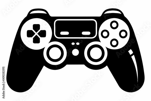 game pad silhouette line art vector illustration with a white background