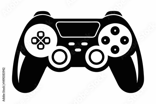game pad silhouette line art vector illustration with a white background
