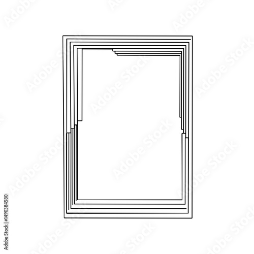 Stack of blank picture frames on a transparent background for customizable designs