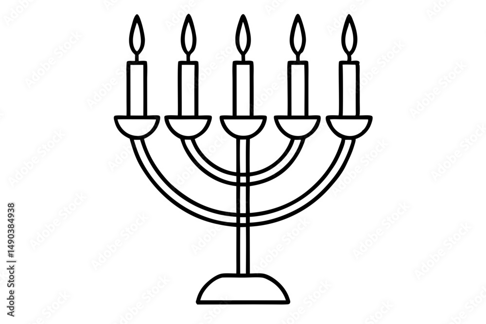 hanukkah menorah with candles silhouette line art vector illustration with a white background hanukkah menorah with candles silhouette line art vector illustration with a white background