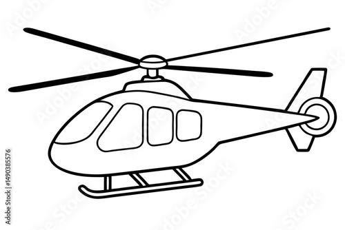 helicopter silhouette line art vector illustration with a white background