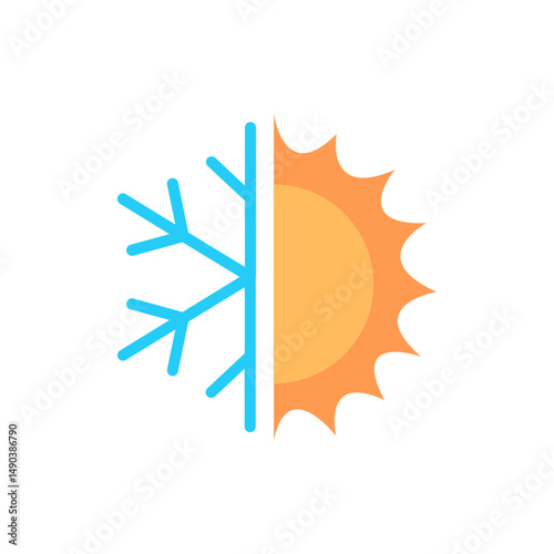 Dual Temperature Graphic Displaying Hot and Cold Seasons in a Creative Style