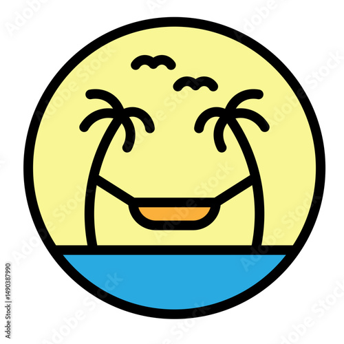 Hammock Between Trees Vector Filled Icon Design