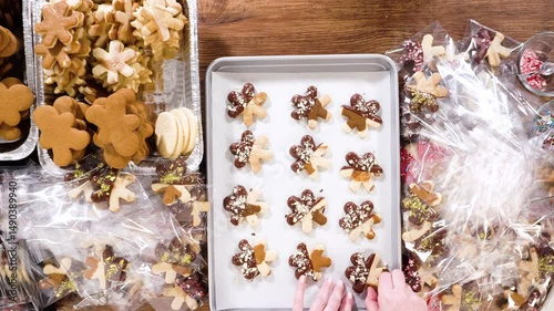 Festive Cookie Packaging with Chocolate-Dipped Christmas Delights