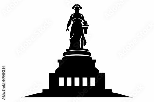 statue silhouette line art vector illustration with a white background