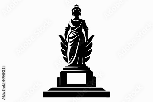statue silhouette line art vector illustration with a white background