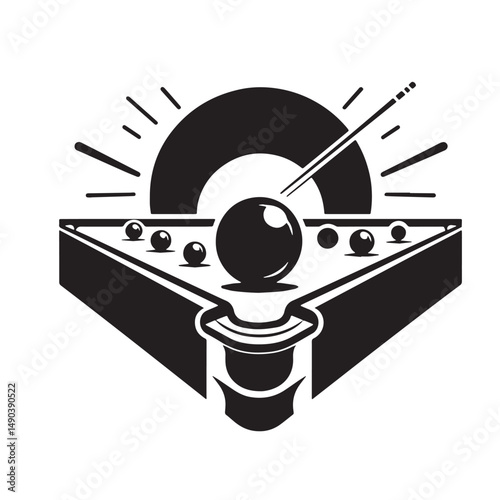 Snooker Silhouette line art vector illustration on white background