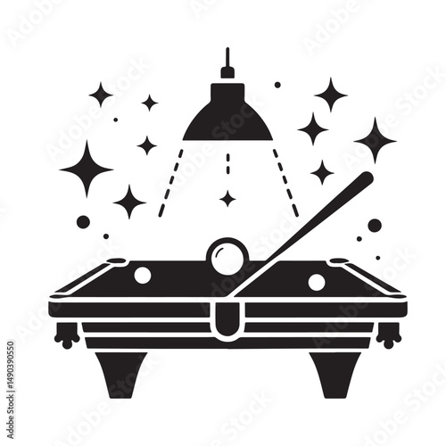 Snooker Silhouette line art vector illustration on white background