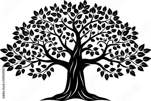 Peaceful Bodhi Tree Line Art