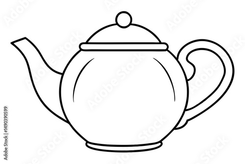 teapot silhouette line art vector illustration with a white background