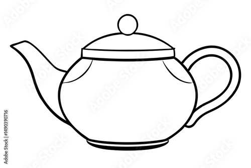 teapot silhouette line art vector illustration with a white background