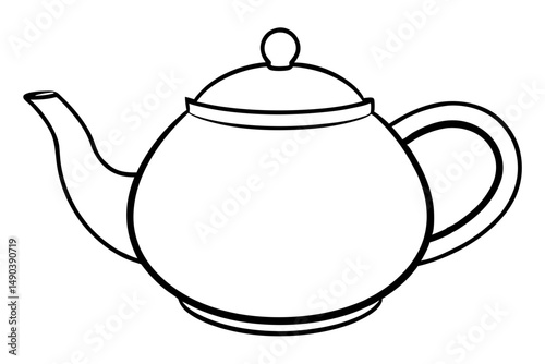 teapot silhouette line art vector illustration with a white background