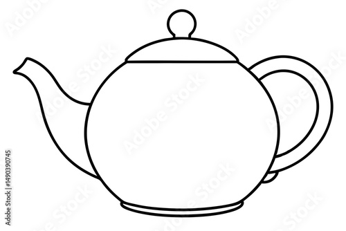 teapot silhouette line art vector illustration with a white background
