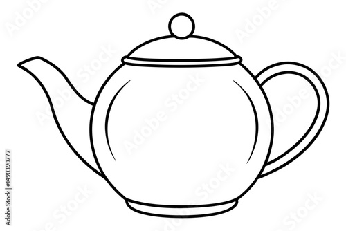 teapot silhouette line art vector illustration with a white background