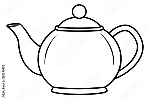 teapot silhouette line art vector illustration with a white background