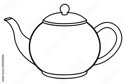 teapot silhouette line art vector illustration with a white background