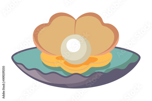 Detailed Oyster with Pearl Clipart