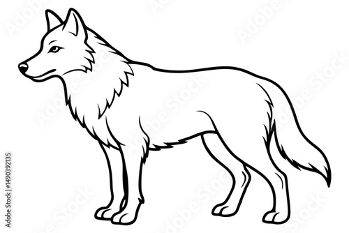 wolf silhouette line art vector illustration with a white background