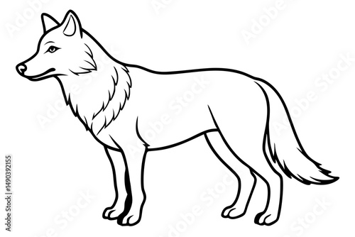 wolf silhouette line art vector illustration with a white background