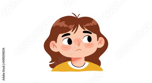 Young girl looking thoughtfully to the side in casual attire  