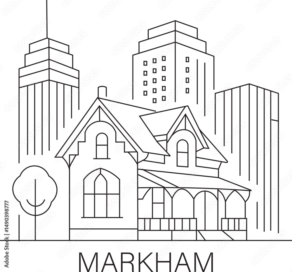 Fototapeta premium Markham City Line Draw Simple Minimalist