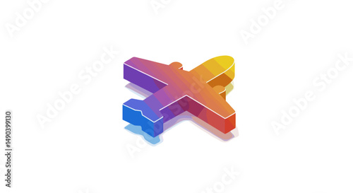 Colorful airplane icon in modern style representing travel concept  
