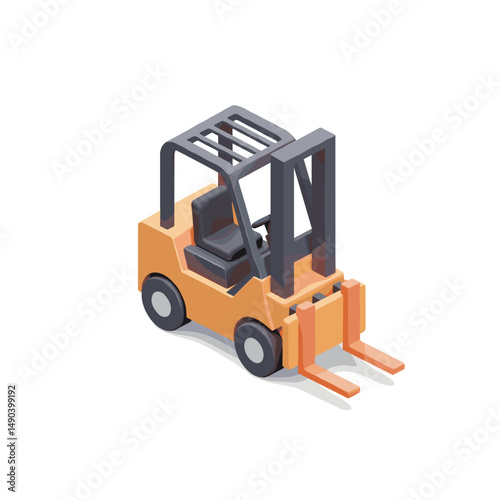 Forklift in industrial style with orange and grey colors  