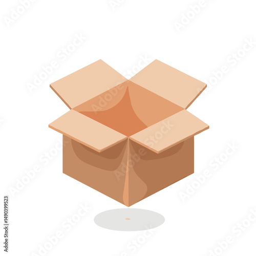 Open cardboard box in a simple design with a neutral background  