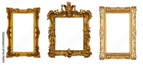 Set of Decorative vintage Frames and borders set. Gold photo frame  floral for picture, Vector decoration pattern. Border design..eps