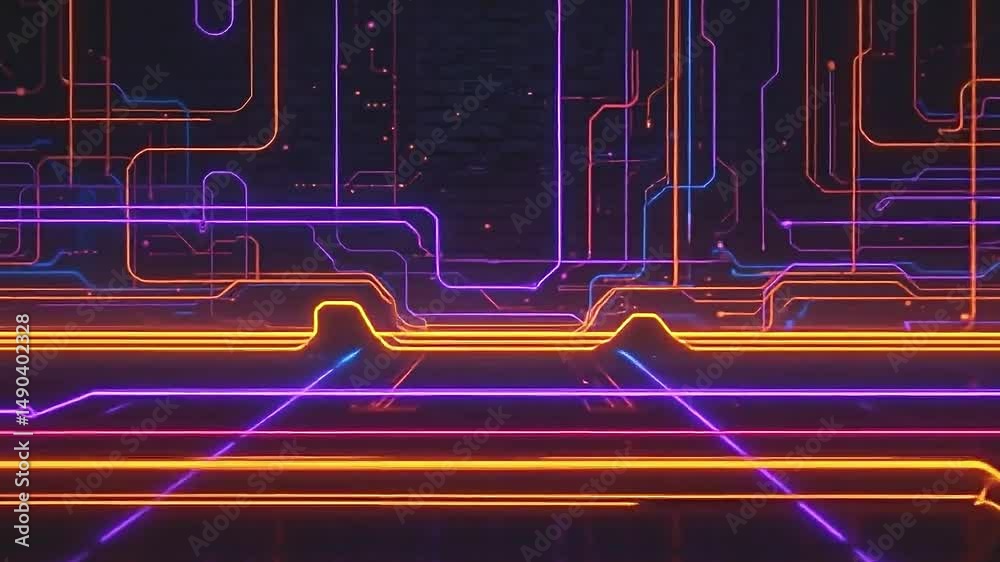 neon line loop background animation