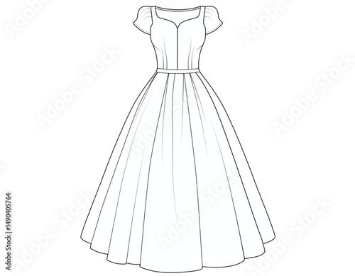 women short sleeb Georgette frock  flair top vector art  design