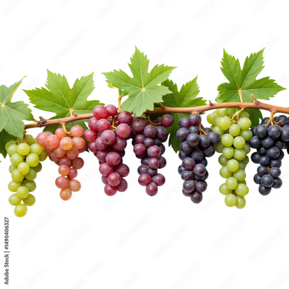 Obraz premium Fresh grapes colorful varieties green red purple black healthy fruit vine natural organic