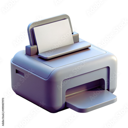 Desktop Printer 3D Render PNG: Isolated Object