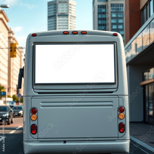 Blank white advertising billboard on back of the bus billboard blank mockup display empty poster advertising