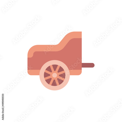 Vintage chariot-inspired cart icon with single wheel and minimalist design
