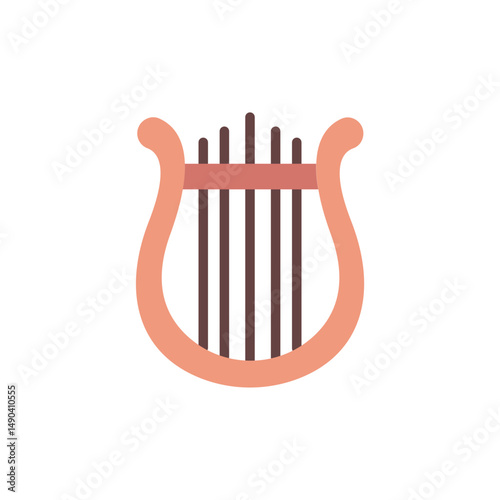 Stylized depiction of a lyre with transparent background, evoking musicality