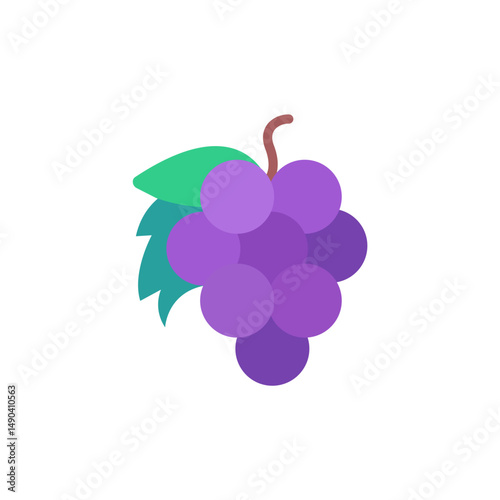 Stylized Grape Cluster Representation with Transparent Backdrop Design, food, icon