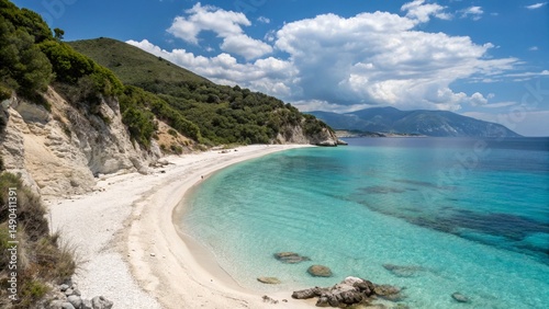 Fototapeta Naklejka Na Ścianę i Meble -  Secluded Cove with Turquoise Waters and White Sand Beach