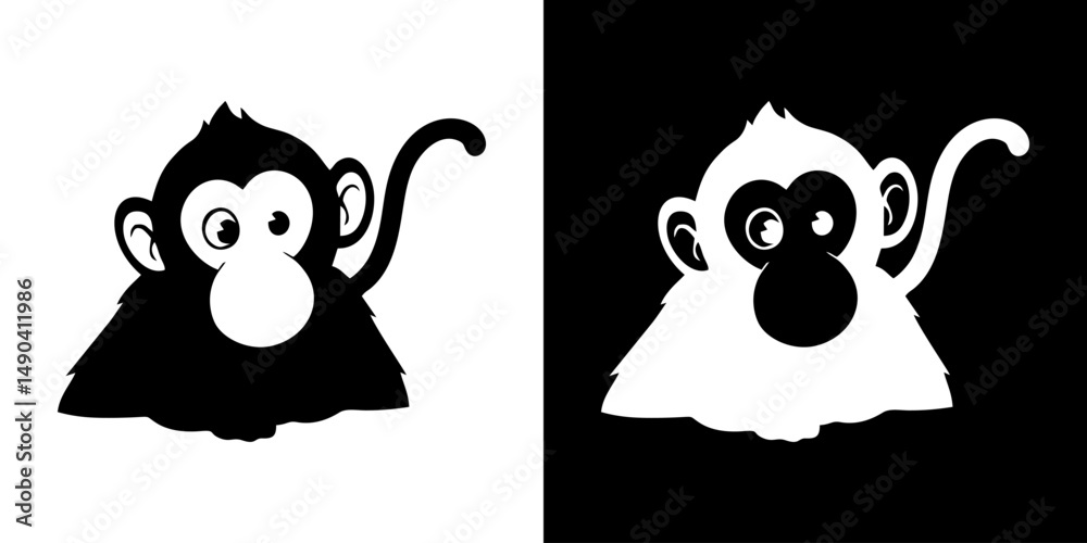 Naklejka premium Monkey silhouette vector illustration 15