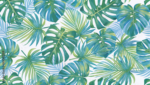 Vibrant Tropical Leaf Pattern Seamless Design.