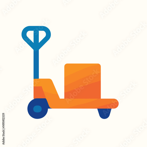 Pallet jack in minimalist style with orange and blue colors