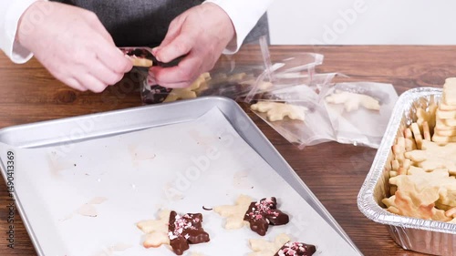 Festive Cookie Packaging with Chocolate-Dipped Christmas Delights