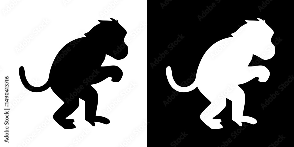 Obraz premium Monkey silhouette vector illustration 22
