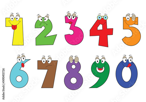 1 to 10 Funny Cartoon Numbers