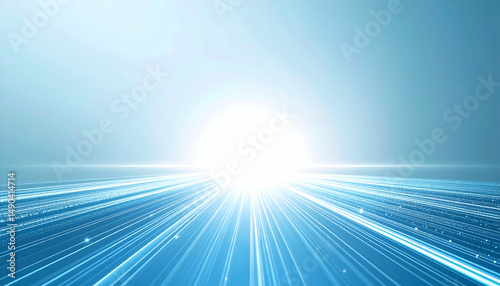 Abstract Blue Digital Data Background with Glowing Lines and Points