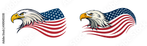 Bald eagles soaring, displaying bold American flag colors, representing national pride and powerful symbolism